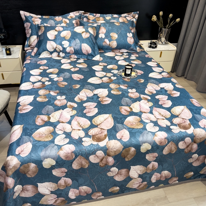 91家纺网 家纺一手货源 找家纺 许林家纺  2025新款冰丝凉席床单款凉席三件套 绿意