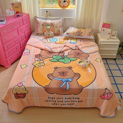 希诺2025新款大版卡通冰丝席夏被凉席四件套 贪吃卡皮巴拉