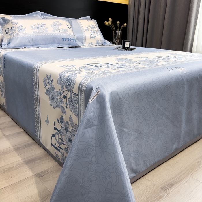 91家纺网 家纺一手货源 找家纺 许林家纺  2025新款冰丝凉席床单款凉席三件套 凝光