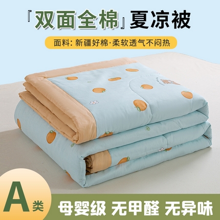 91家纺网 家纺一手货源 找家纺 沃尔居 2025新款双面全棉印花夏被可机洗小清新纯棉夏凉被薄被芯空调被子 雨汐