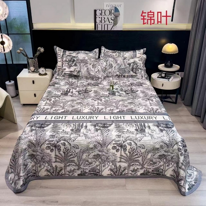 91家纺网 家纺一手货源 找家纺 许林 2025新款冰丝凉席床单款凉席三件套-锦叶