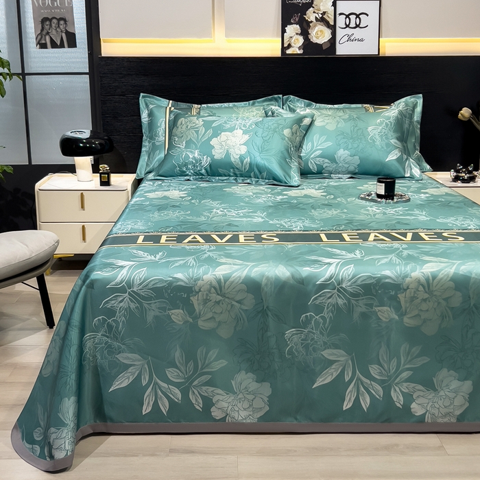 91家纺网 家纺一手货源 找家纺 许林家纺  2025新款冰丝凉席床单款凉席三件套 森林幻境