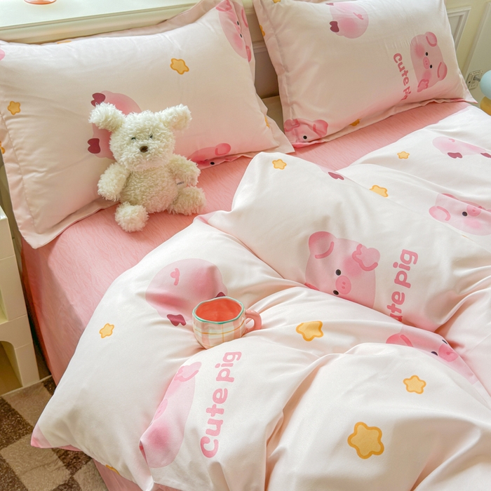 91家纺网 家纺一手货源 找家纺 佑佳家纺 2025年新款铂金棉芦荟棉学生三件套四件套 单被套 单枕套「支持定做各种尺寸」 猪猪侠