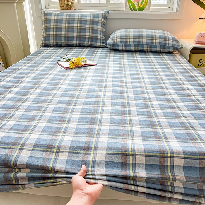 91家纺网 家纺一手货源 找家纺 晓时候2025新款老粗布床笠凉席 简兮蓝