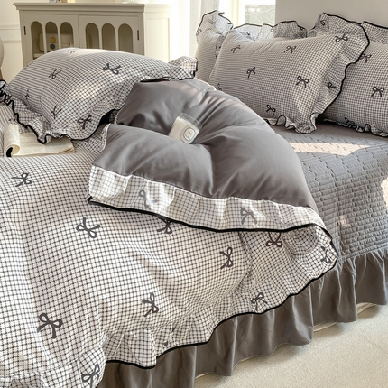 91家纺网 家纺一手货源 找家纺 （总）一比一2025新款赫本针织双层纱床盖四件套