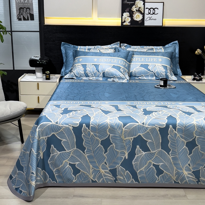 91家纺网 家纺一手货源 找家纺 许林家纺  2025新款冰丝凉席床单款凉席三件套 天堂鸟