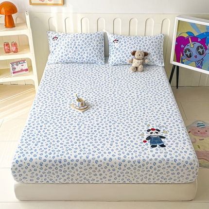 91家纺网 家纺一手货源 找家纺 （总）雅居纺家纺 2025春夏新款全棉纯棉绣花A类老粗布单床笠床笠单件