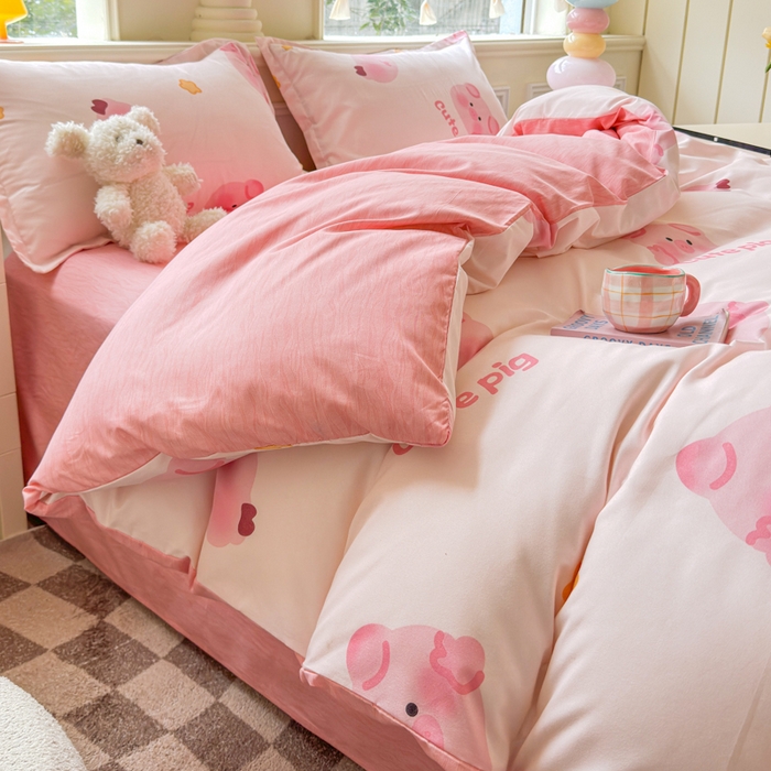 91家纺网 家纺一手货源 找家纺 佑佳家纺 2025年新款铂金棉芦荟棉学生三件套四件套 单被套 单枕套「支持定做各种尺寸」 猪猪侠