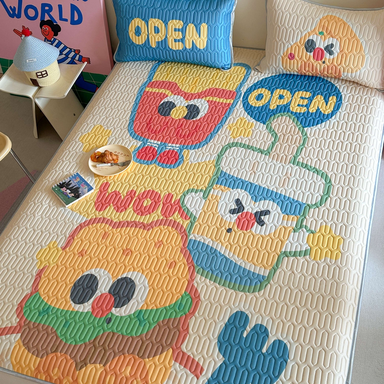 91家纺网 家纺一手货源 找家纺 美乐迪家纺2025新款凉感丝乳胶凉席夏被夏凉被空调被 汉堡