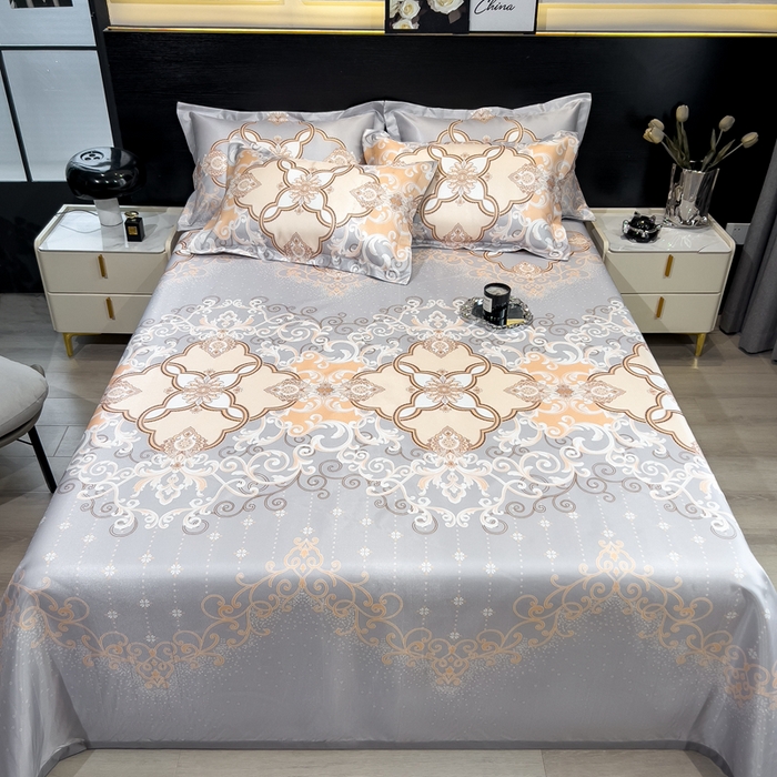 91家纺网 家纺一手货源 找家纺 许林 2025新款冰丝凉席床单款凉席三件套-欧若拉