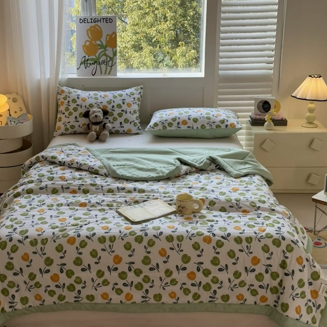 91家纺网 家纺一手货源 找家纺 雅颂缘 2025新款印花水洗棉新疆棉花夏被 诗情画意