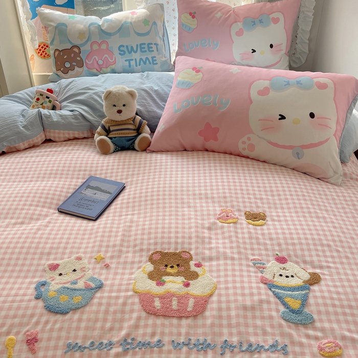 91家纺网 家纺一手货源 找家纺 慕澄家纺 2025新款毛巾绣小清新四件套 甜品会