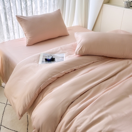 91家纺网 家纺一手货源 找家纺 （总）老K (原美阁） 2025新款爆款夏季纯色冰丝四件套 水洗真丝四件套纯色冰丝被套单品