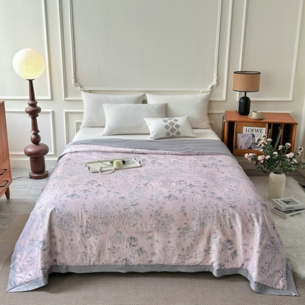 91家纺网 家纺一手货源 找家纺 博尔菲  2025年新款数码印花AB版两用大豆夏凉被空调被夏被 数码印花 AB版-粉黛流光