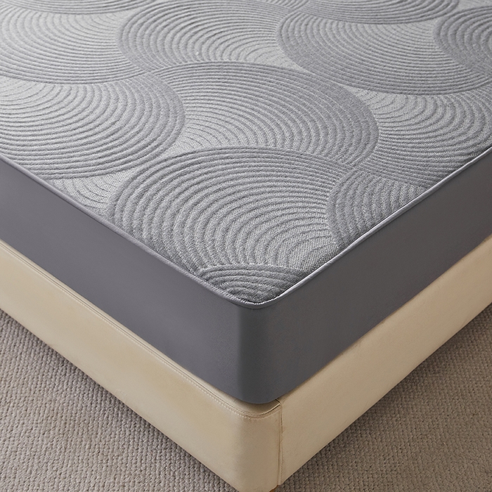 91家纺网 家纺一手货源 找家纺 梦镜家纺 2025新款A类防尘亲肤针织床笠 波纹圆-深灰