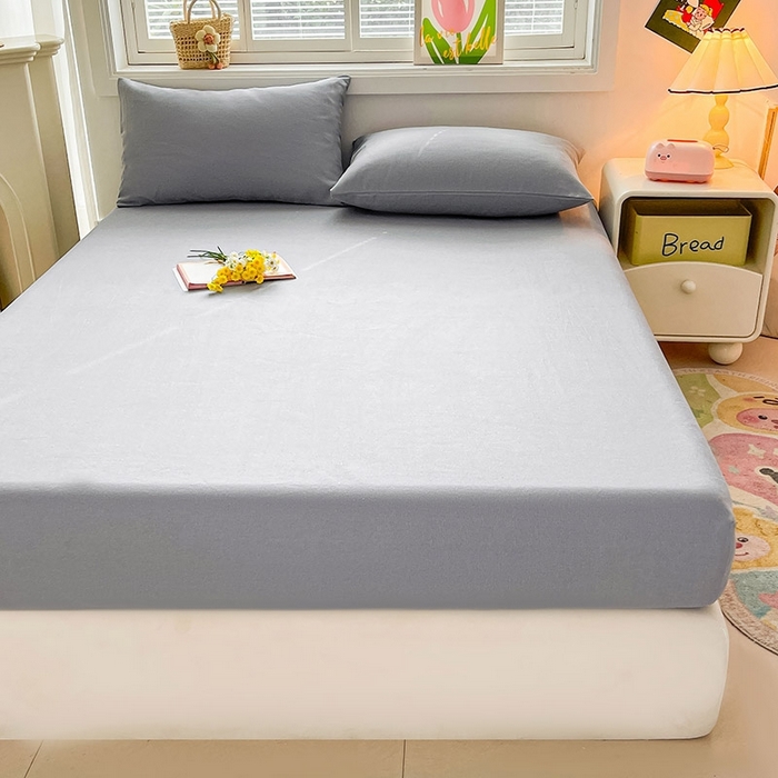 91家纺网 家纺一手货源 找家纺 晓时候2025新款老粗布床笠凉席 高级灰