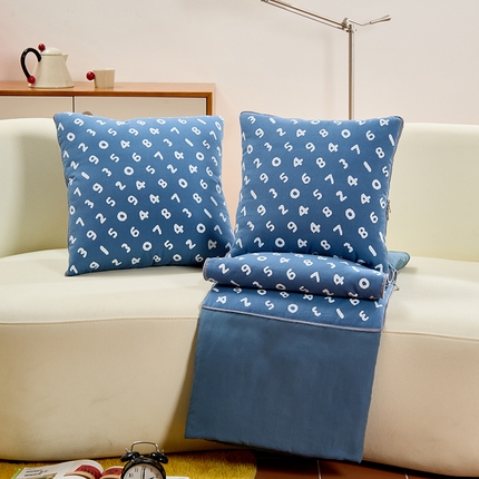 多米家居 2025新款多功能印花嗖系抱枕被 丹宁蓝