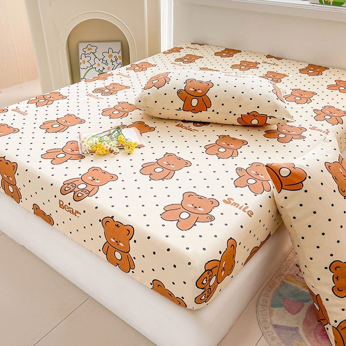 91家纺网 家纺一手货源 找家纺 晓时候2025新款老粗布床笠凉席 饼干熊