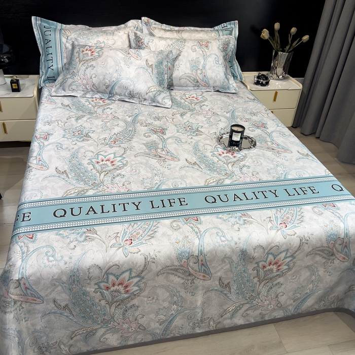 91家纺网 家纺一手货源 找家纺 许林家纺  2025新款冰丝凉席床单款凉席三件套 洛丽塔