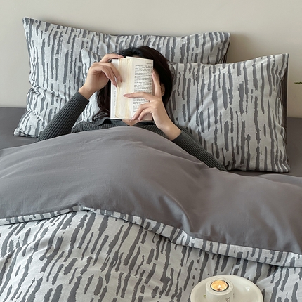 梦享生活家居 2025新款色织三层提花人字纹面料四件套-斑驳系列 斑驳灰