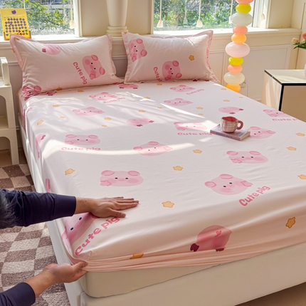 佑佳家纺 2025年新款铂金棉芦荟棉单床笠，有配套枕套「支持定制各种尺寸」 猪猪侠