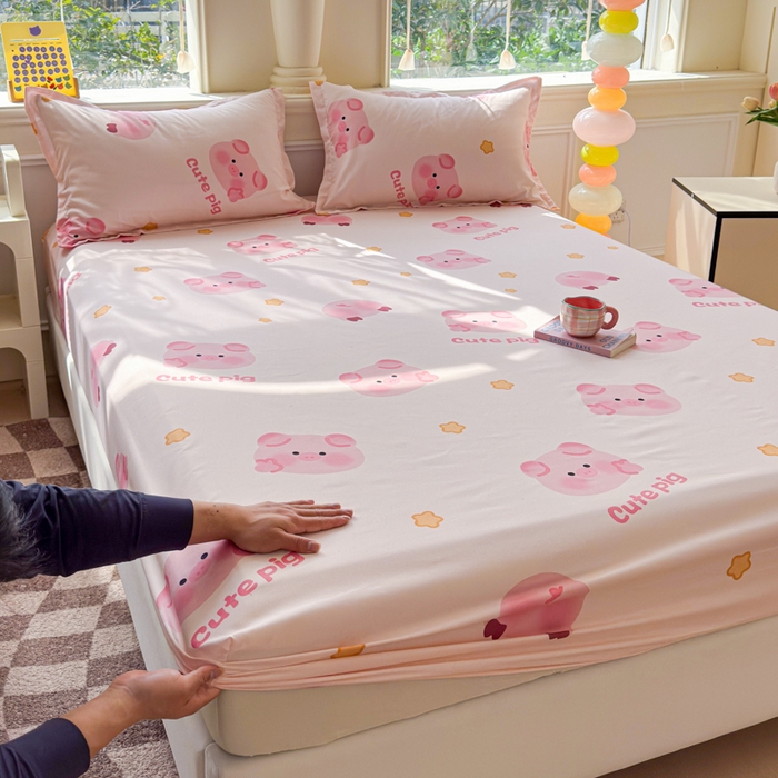 91家纺网 家纺一手货源 找家纺 佑佳家纺 2025年新款铂金棉芦荟棉单床笠，有配套枕套「支持定制各种尺寸」 猪猪侠