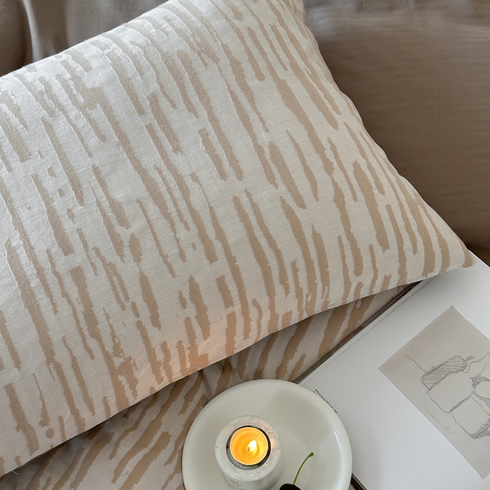 91家纺网 家纺一手货源 找家纺 梦享生活家居 2025新款色织三层提花人字纹面料四件套-斑驳系列 斑驳米咖