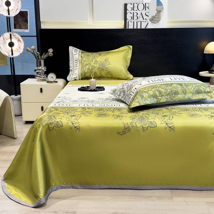 91家纺网 家纺一手货源 找家纺 许林 2025新款冰丝凉席床单款凉席三件套-绿玉薄荷