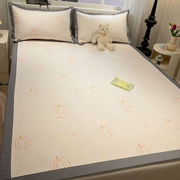 91家纺网 家纺一手货源 找家纺 雅居纺家纺 2025春夏新款A类加厚三明治底提花凉感席床席款 南瓜