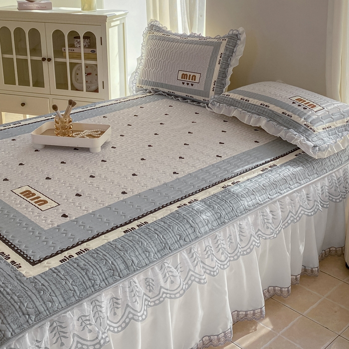 91家纺网 家纺一手货源 找家纺 麋兔 2025新款冰丝床裙乳胶凉席席子 沐香