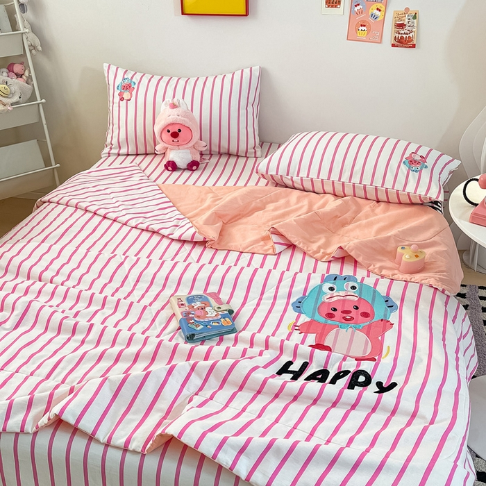 91家纺网 家纺一手货源 找家纺 雅居纺 2025春夏新款13070全棉纯棉绣花夏被夏凉被空调被 夏被-小海狸粉