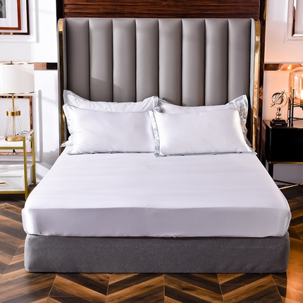 91家纺网 家纺一手货源 找家纺 经年 2025年奢华真丝手感水洗冰丝天丝单床笠 -初见系列直播爆款 初见-典雅白