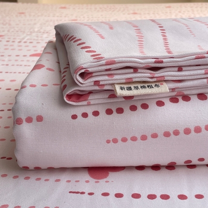91家纺网 家纺一手货源 找家纺 雅居纺家纺 2025春夏新款全棉纯棉简约老粗布-单床单 床单单件凉席席 爱心-浅粉