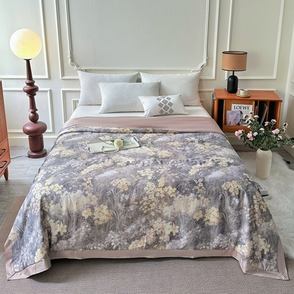 91家纺网 家纺一手货源 找家纺 博尔菲  2025年新款数码印花AB版两用大豆夏凉被空调被夏被 数码印花 AB版-原野絮语