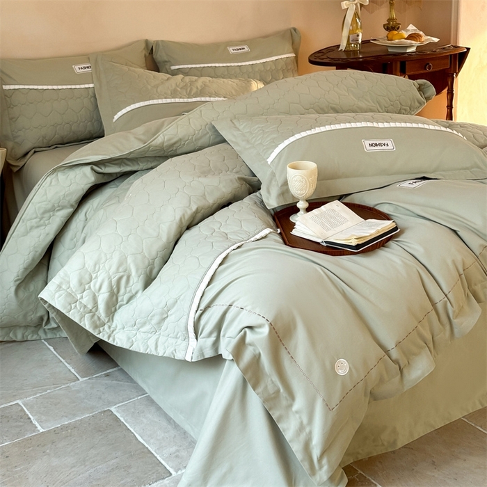 91家纺网 家纺一手货源 找家纺 （总）宏羽纺 2025新款全棉绗缝加厚磨毛四件套