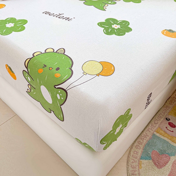 91家纺网 家纺一手货源 找家纺 晓时候2025新款老粗布床笠凉席 恐龙乐园