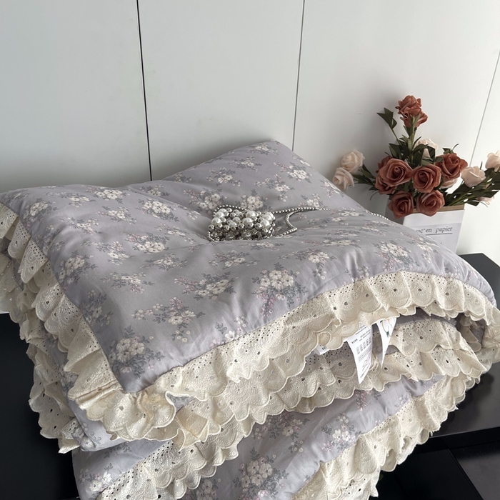 91家纺网 家纺一手货源 找家纺 莱豫2025新款法式纯棉夏被春秋被 花海紫