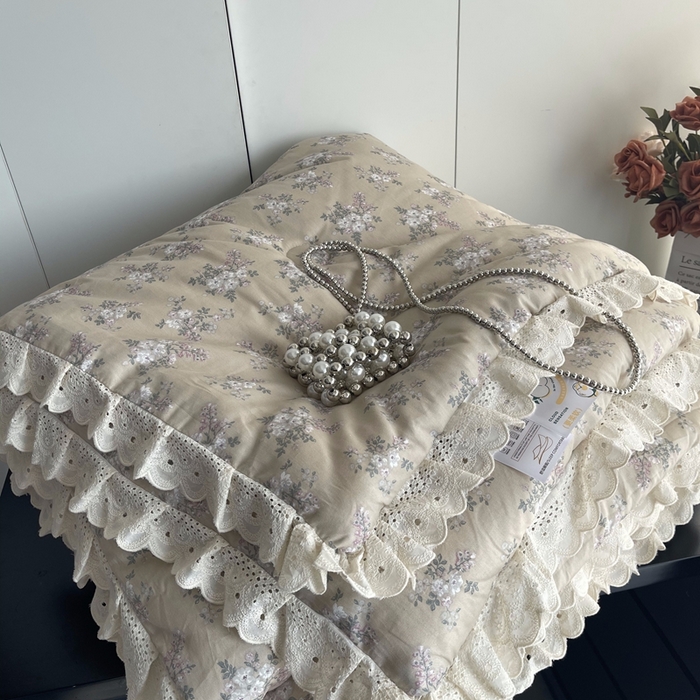 91家纺网 家纺一手货源 找家纺 莱豫2025新款法式纯棉夏被春秋被 花世界米