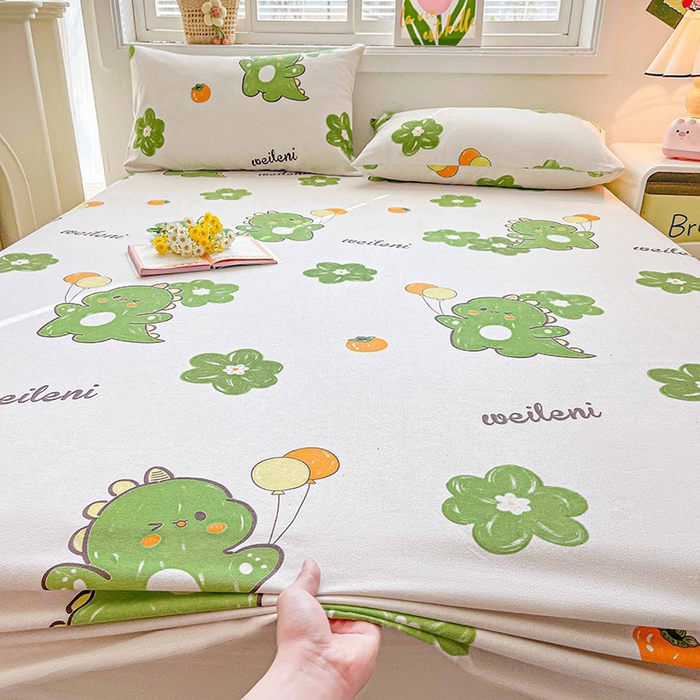 91家纺网 家纺一手货源 找家纺 晓时候2025新款老粗布床笠凉席 恐龙乐园