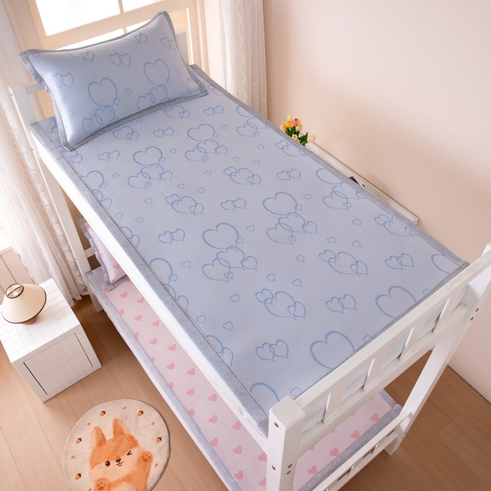 91家纺网 家纺一手货源 找家纺 凌云 2025新款学生宿舍提花凉感冰丝席 心海-蓝