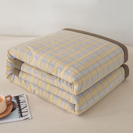 91家纺网 家纺一手货源 找家纺 恋人优选 2025新款提花全棉纯棉夏被夏凉被空调被-格雅系列 格雅-黄