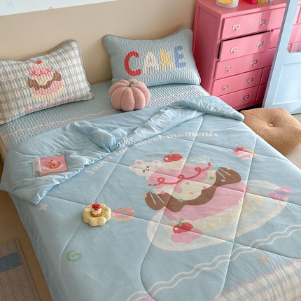 美乐迪家纺 2025新款凉感丝乳胶凉席夏被夏凉被空调被 甜蜜蛋糕