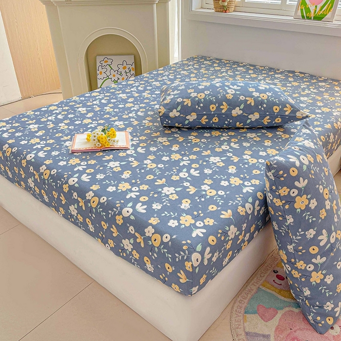 91家纺网 家纺一手货源 找家纺 晓时候2025新款老粗布床笠凉席 郁然花开