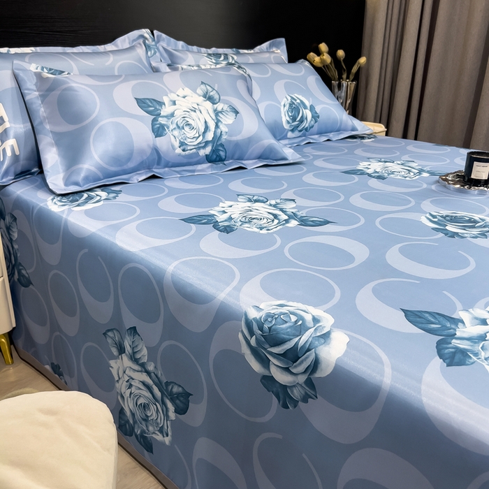 91家纺网 家纺一手货源 找家纺 许林家纺  2025新款冰丝凉席床单款凉席三件套 雨桐