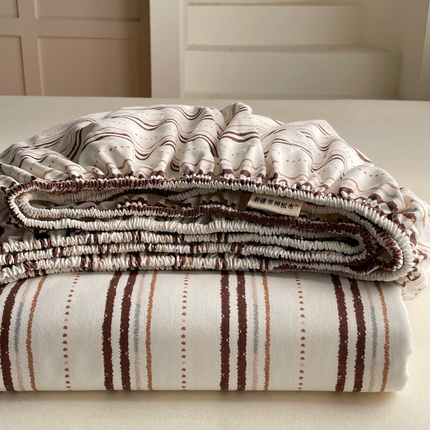 91家纺网 家纺一手货源 找家纺 雅居纺家纺 2025春夏新款全棉纯棉简约老粗布-单床笠 床笠单件凉席席 年华-咖