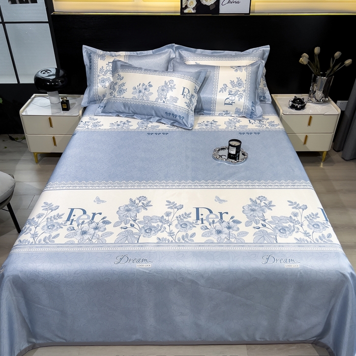 91家纺网 家纺一手货源 找家纺 许林 2025新款冰丝凉席床单款凉席三件套-凝光