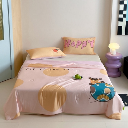 大彩家居 2025新款凉感丝大版数码印花夏凉被 快乐星球