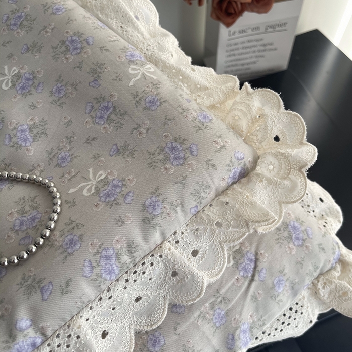 91家纺网 家纺一手货源 找家纺 莱豫2025新款法式纯棉夏被春秋被 花束灰