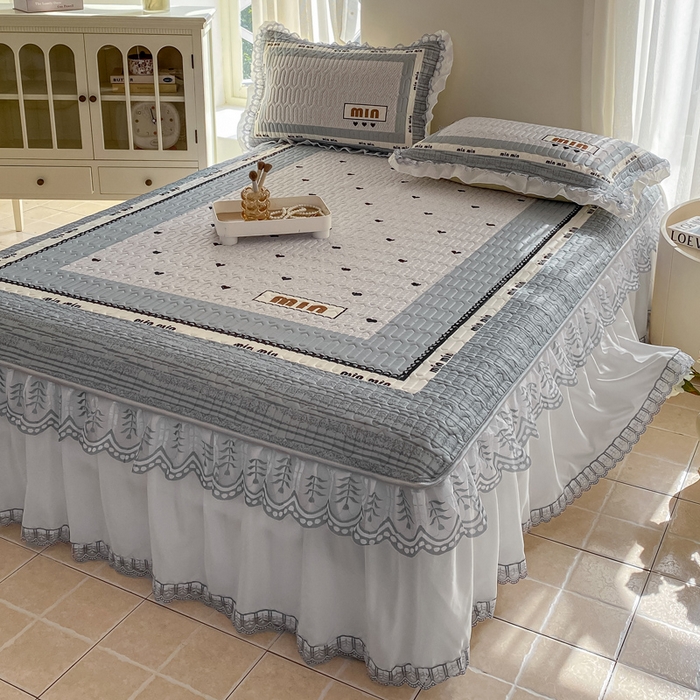 91家纺网 家纺一手货源 找家纺 麋兔 2025新款冰丝床裙乳胶凉席席子 沐香