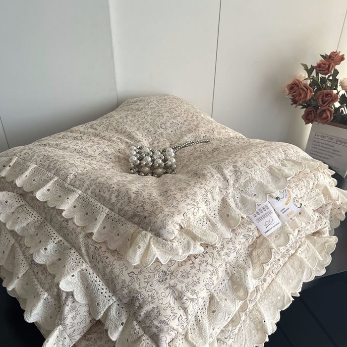 91家纺网 家纺一手货源 找家纺 莱豫2025新款法式纯棉夏被春秋被 花世界米